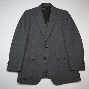Vtg Mens 38R Gray Flannel Wool Mens Blazer Suit Jacket Sport Coat